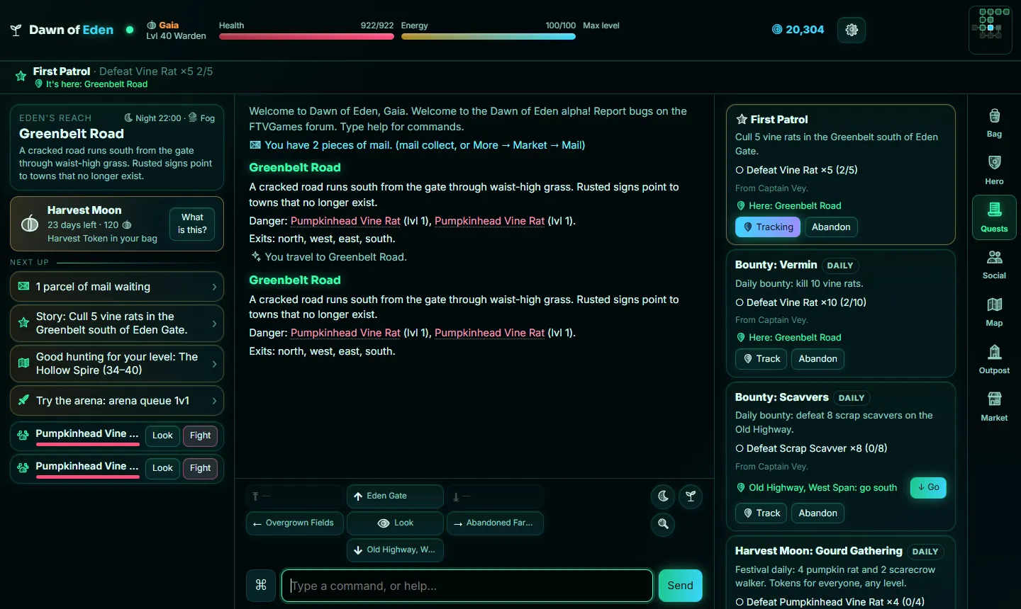 Dawn of Eden v0.3 in the glowing Bioluminescence theme
